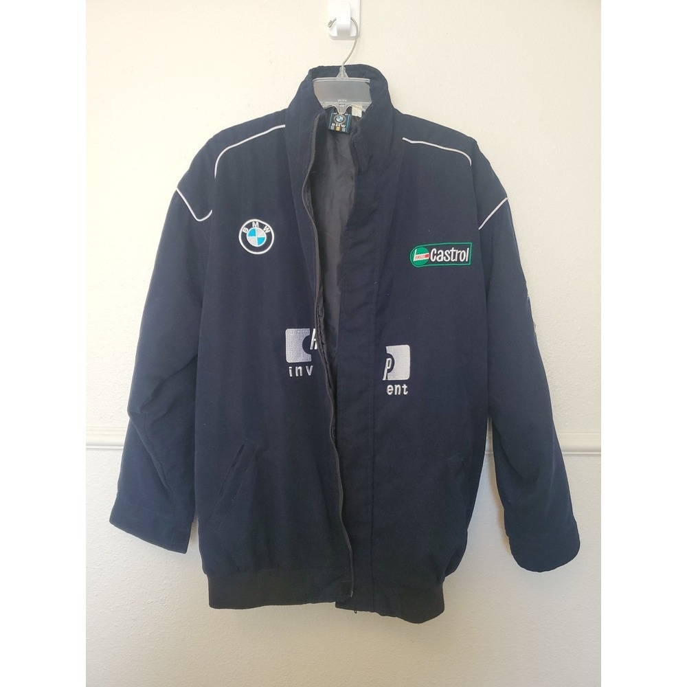 BMW Williams F1 Team Racing Jacket Navy Blue Embroidered Sponsor Logos Mens L